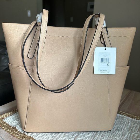 CALVIN KLEIN NWT Large Tote Nude Saffiano Leather Handbag H2RB1283 - Picture 5 of 16